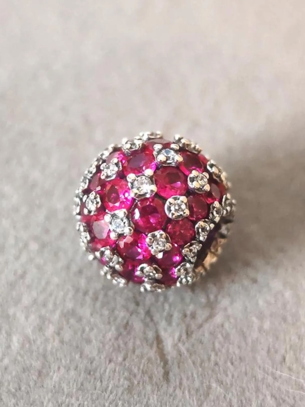 NEW Authentic Sparkling Pavé Round Pink-Red Charm For Pandora Bracelet - Picture 14 of 16